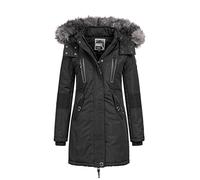 Geographical Norway Coraly Lady - Women's Autumn Winter Warm Mid Thick Parka - Fine Coat Fake Fur Hood - Windproof Jacket Long Coat - Elegant Women (Black XXL)