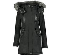Geographical Norway CORALY Women/Lady - Women's Coat/Down Jacket, Parka with fur - Chic fleece jacket for winter, long women's jacket (as4, alpha, s, regular, regular, Black, S)