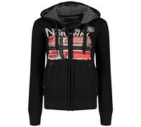 Geographical Norway Farlotte Lady - Women's Hoodies Zip Jumpers Pockets - Sweatshirt Sweater Long Sleeve Warm Top Jacket - Women's Clothes Spring Summer Autumn Winter Season (Black XL)