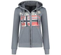 Geographical Norway Farlotte Lady - Women's Hoodies Zip Jumpers Pockets - Sweatshirt Sweater Long Sleeve Warm Top Jacket - Women's Clothes Spring Summer Autumn Winter Season (Dark Grey XL)