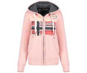 Geographical Norway Farlotte Lady - Women's Hoodies Zip Jumpers Pockets - Sweatshirt Sweater Long Sleeve Warm Top Jacket - Women's Clothes Spring Summer Autumn Winter Season (Pale Pink XL)