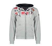 Geographical Norway Fespote Men - Hoodie for Men Kangaroo Pocket Zip UK - Sweatshirt Logo Pullover Hoody Warm Long Sleeve - Jumpers men's Spring Summer Autumn Winter (Light Grey 3XL)