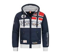 Geographical Norway Flyer Men - Hoodie for Men Kangaroo Pocket Zip UK - Sweatshirt Logo Pullover Hoody Warm Long Sleeve - Jumpers men's Spring Summer Autumn Winter (Navy Blue S)