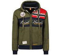 Geographical Norway Flyer Men - Hoodie for Men Kangaroo Pocket Zip UK - Sweatshirt Logo Pullover Hoody Warm Long Sleeve - Jumpers men's Spring Summer Autumn Winter (Khaki L)