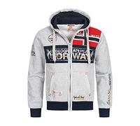 Geographical Norway Flyer Men - Hoodie for Men Kangaroo Pocket Zip UK - Sweatshirt Logo Pullover Hoody Warm Long Sleeve - Jumpers men's Spring Summer Autumn Winter (Light Grey L)