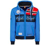 Geographical Norway Flyer Men - Hoodie for Men Kangaroo Pocket Zip UK - Sweatshirt Logo Pullover Hoody Warm Long Sleeve - Jumpers men's Spring Summer Autumn Winter (Royal Blue L)