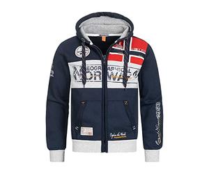 Geographical Norway Flyer Men - Men's Zip Hoodie - Comfortable Sweatshirt Sweatshirt Logo Long Sleeve Warm - Men's Spring Summer Fall Winter Season (Marine blue L)