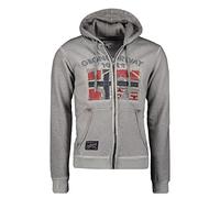 Geographical Norway Gotz Men - Men's Zip Hoodie - Comfortable Sweatshirt Sweatshirt Logo Long Sleeve Warm - Men's Spring Summer Fall Winter Season (Light grey M)