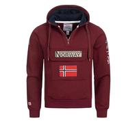 Geographical Norway Gymclass Men - Hoodie for Men Kangaroo Pocket Zip UK - Sweatshirt Logo Pullover Hoody Warm Long Sleeve - Jumpers men's Spring Summer Autumn Winter (Burgundy XXL)