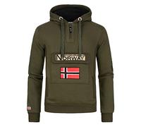 Geographical Norway Gymclass Men - Hoodie for Men Kangaroo Pocket Zip UK - Sweatshirt Logo Pullover Hoody Warm Long Sleeve - Jumpers men's Spring Summer Autumn Winter (Khaki XL)
