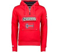 Geographical Norway Gymclass Men - Hoodie for Men Kangaroo Pocket Zip UK - Sweatshirt Logo Pullover Hoody Warm Long Sleeve - Jumpers men's Spring Summer Autumn Winter (Red M)