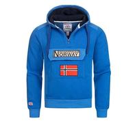 Geographical Norway Gymclass Men - Hoodie for Men Kangaroo Pocket Zip UK - Sweatshirt Logo Pullover Hoody Warm Long Sleeve - Jumpers men's Spring Summer Autumn Winter (Royal Blue S)