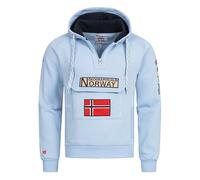 Geographical Norway Gymclass Men - Hoodie for Men Kangaroo Pocket Zip UK - Sweatshirt Logo Pullover Hoody Warm Long Sleeve - Jumpers men's Spring Summer Autumn Winter (Sky Blue L)