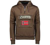 Geographical Norway Gymclass Men - Hoodie for Men Kangaroo Pocket Zip UK - Sweatshirt Logo Pullover Hoody Warm Long Sleeve - Jumpers men's Spring Summer Autumn Winter (Brown XL)