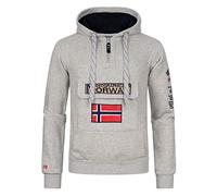 Geographical Norway Gymclass Men - Hoodie for Men Kangaroo Pocket Zip UK - Sweatshirt Logo Pullover Hoody Warm Long Sleeve - Jumpers men's Spring Summer Autumn Winter (Light Grey XXL)