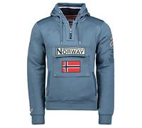 Geographical Norway Gymclass Men - Hoodie for Men Kangaroo Pocket Zip UK - Sweatshirt Logo Pullover Hoody Warm Long Sleeve - Jumpers men's Spring Summer Autumn Winter (Petrol Blue XL)