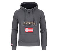 Geographical Norway Gymclass Men - Hoodie for Men Kangaroo Pocket Zip UK - Sweatshirt Logo Pullover Hoody Warm Long Sleeve - Jumpers men's Spring Summer Autumn Winter (Dark Grey M)