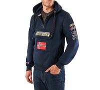 Geographical Norway Gymclass Men Men's Kangaroo Pocket Hoodie Men's Logo Sweatshirt Pullover Hood Jacket Warm Long Sleeve Hoody Sweatshirt Regular Sport Hoodie (L, Navy Blue)