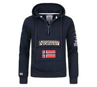 Geographical Norway Gymclass Men - Men's Kangaroo Pocket Hoodie - Sweatshirt Logo Pullover Hoody Warm Long Sleeve - Ideal Men's Gift Spring Summer Autumn Winter (Marine blue L)