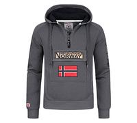 Geographical Norway Gymclass Men - Men's Kangaroo Pocket Hoodie - Sweatshirt Logo Pullover Hoody Warm Long Sleeve - Ideal Men's Gift Spring Summer Autumn Winter (Dark grey L)