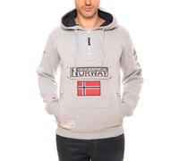Geographical Norway Gymclass Men - Men's Kangaroo Pocket Hoodie - Sweatshirt Logo Pullover Hoody Warm Long Sleeve - Ideal Men's Gift Spring Summer Autumn Winter (Light grey L)
