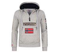 Geographical Norway Gymclass Men - Men's Kangaroo Pocket Hoodie - Sweatshirt Logo Pullover Hoody Warm Long Sleeve - Ideal Men's Gift Spring Summer Autumn Winter (Light grey L)