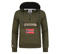 Geographical Norway Gymclass Men - Men's Kangaroo Pocket Hoodie - Sweatshirt Logo Pullover Hoody Warm Long Sleeve - Ideal Men's Gift Spring Summer Autumn Winter (Khaki M)