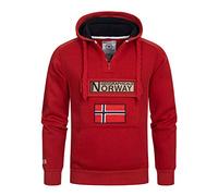 Geographical Norway Gymclass Men - Men's Kangaroo Pocket Hoodie - Sweatshirt Logo Pullover Hoody Warm Long Sleeve - Ideal Men's Gift Spring Summer Autumn Winter (Red S)