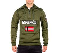 Geographical Norway Gymclass Men - Men's Kangaroo Pocket Hoodie - Sweatshirt Logo Pullover Hoody Warm Long Sleeve - Ideal Men's Gift Spring Summer Autumn Winter (Khaki M)