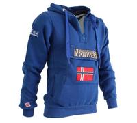 Geographical Norway Gymclass Men - Men's Kangaroo Pocket Hoodie - Sweatshirt Logo Pullover Hoody Warm Long Sleeve - Ideal Men's Gift Spring Summer Autumn Winter (Royal blue M)