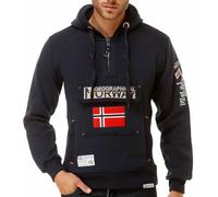 Geographical Norway Gymclass Men - Men's Kangaroo Pocket Hoodie - Sweatshirt Logo Pullover Hoody Warm Long Sleeve - Ideal Men's Gift Spring Summer Autumn Winter (Marine blue M)