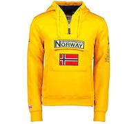 Geographical Norway GYMCLASS Men's Kangaroo Pocket Hoodie Sweatshirt with Brand Logo and Long Sleeves, mustard, L