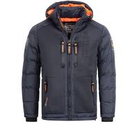 Geographical Norway IMS Production Men's Quilted Winter Jacket with Hood - Lined Warm Anorak S-7XL Outdoor Ski Snowboard Hooded Jacket for Winter/Autumn, dark blue, 3XL