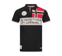 Geographical Norway Kidney Men - Men's Classic Print Polo Shirt - Cotton Short Sleeve Casual Button Down - Casual Shirt Tops Regular Fit Classic Style (Black XL)