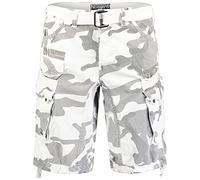 Geographical Norway Men's Cargo Shorts with Belt, Camo_white, M