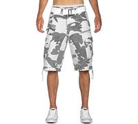 Geographical Norway Men's Cargo Shorts with Belt, Camo_white, M