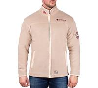Geographical Norway Men's Fleece Jacket with Hidden Hood Functional Fleece Transition Jacket Full Zip Sweatshirt Stand-Up Collar Outdoor Hiking Trekking Bans Production, Camel - 11, S