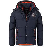 Geographical Norway Men's Quilted Jacket Winter Jacket - Lined Warm Windbreaker - Outdoor Skiing Snowboard Jacket for Winter/Autumn in Bundle with UD Beanie, Verv Navy, M