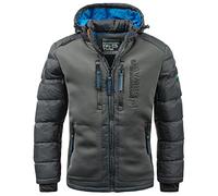 Geographical Norway Men's Quilted Jacket Winter Jacket with Hood - Lined Warm Jacket - Outdoor Ski Snowboard Hoody for The Winter/Autumn in Bundle with UD Beanie - Darkgrey, S