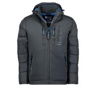 Geographical Norway Men's Quilted Jacket Winter Jacket with Hood - Lined Warm Jacket - Outdoor Ski Snowboard Hoody for The Winter/Autumn in Bundle with UD Beanie - Darkgrey, L