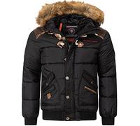 Geographical Norway Men's Quilted Winter Jacket - Lined Warm Anorak - Outdoor Ski Snowboard Jacket for Winter / Autumn in Bundle with UD Beanie, Belph Black, L