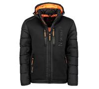Geographical Norway Men's Quilted Winter Jacket With Hood - Lined Warm Outdoor Ski Snowboard Hoody for Winter/Autumn in Bundle With UD Beanie - Black, XXL