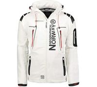Geographical Norway Men's Softshell Jacket, Water-Resistant, Windproof, Breathable, Transitional Jacket with Hood, Branding Production, White, 6XL