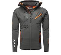 Geographical Norway Men's Softshell Outdoor Jacket Rainman? Hood - Dark Gray, 4XL
