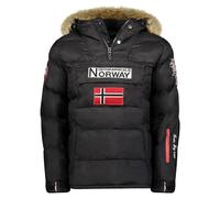 Geographical Norway Bilboquet Men - Men's Autumn Winter Warm Head Pass Parka - Waterproof Coat Waterproof Furry Hood - Windproof Jacket - Men (Black XXL)