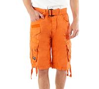 Geographical Norway PANORAMIQUE Men - Men's Casual Cotton Bermuda Shorts - Men's Sport Cargo Breathable Chino Bermudas - Short Belted Normal Fit Comfortable Orange L