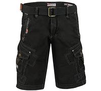 Geographical Norway Peanut Men - Men's Casual Cotton Bermuda Shorts - Men's Comfortable Sport Cargo Shorts - Man All Seasons Spring Summer Autumn (Black XXL)