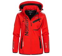 Geographical Norway Reine Lady - Women's Waterproof Outdoor Softshell Hooded Jacket - Windproof Jacket - Outdoor Activities Hiking Skiing Autumn Winter Spring (Red-black XL)