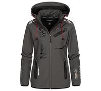 Geographical Norway Reine Lady - Women's Waterproof Outdoor Softshell Hooded Jacket - Windproof Jacket - Outdoor Activities Hiking Skiing Autumn Winter Spring (Dark grey-black L)
