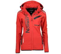 Geographical Norway REINE LADY - Women's Softshell Waterproof Jacket - Outdoor Hooded Jacket - Winter Windbreaker Jacket - Hiking Outdoor Activities, Red and Black, L
